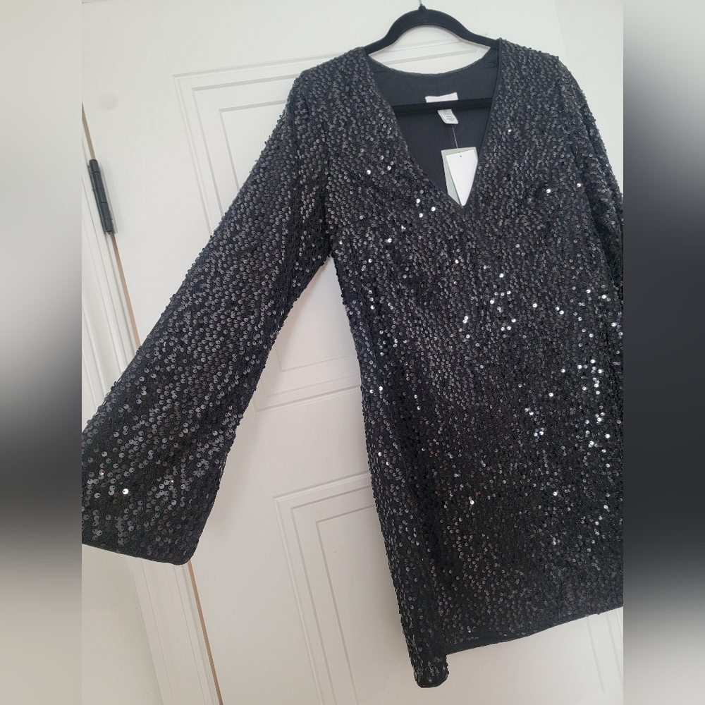 H&M Black Sequin Dress NWT